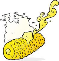 freehand drawn cartoon corn on cob with butter vector