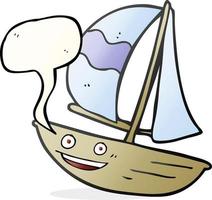 freehand drawn speech bubble cartoon sail ship vector