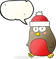 freehand drawn speech bubble cartoon christmas robin vector