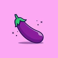 Purple Eggplant Cartoon Icon Illustration.eps vector