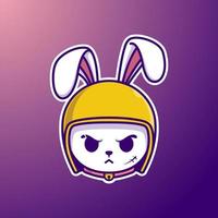 Mad Rabbit Wearing Helmet Cartoon Illustration vector