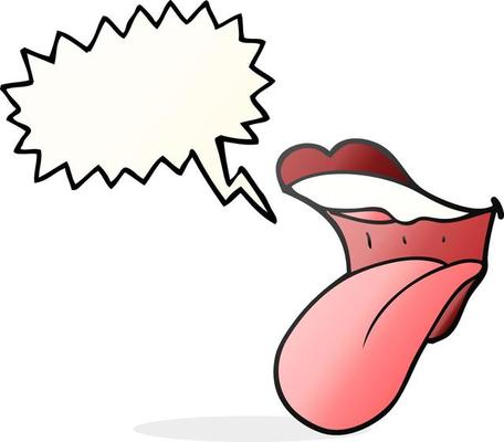 freehand drawn speech bubble cartoon mouth sticking out tongue