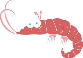 flat color illustration of shrimp vector