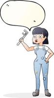 freehand drawn speech bubble cartoon female plumber vector