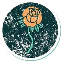 iconic distressed sticker tattoo style image of a rose vector