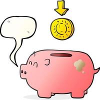 freehand drawn speech bubble cartoon piggy bank vector