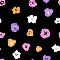 pattern with flowers drawn in flat style. vector illustration. design for fabric, paper, etc.