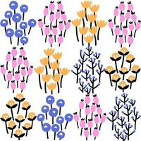 pattern with flowers drawn in flat style. vector illustration. design for fabric, paper, etc.