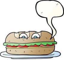 freehand drawn speech bubble cartoon sub sandwich vector