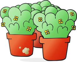 freehand drawn cartoon potted plants vector