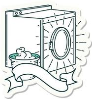 sticker of a tattoo style washing machine vector