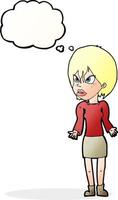 cartoon annoyed woman with thought bubble vector