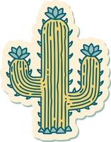 sticker of tattoo in traditional style of a cactus vector