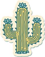 pegatina de tatuaje al estilo tradicional de un cactus vector