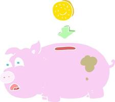 flat color illustration of piggy bank vector