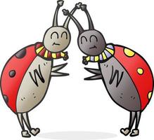 freehand drawn cartoon ladybugs greeting vector