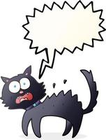 freehand drawn speech bubble cartoon scared black cat vector