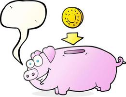 freehand drawn speech bubble cartoon piggy bank vector