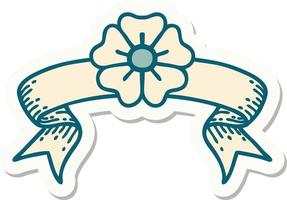 tattoo style sticker with banner of a flower vector