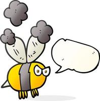 freehand drawn speech bubble cartoon angry bee vector