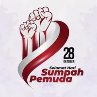 Sumpah pemuda day with red and white fist hand vector
