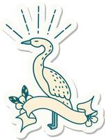 sticker of a tattoo style standing stork vector