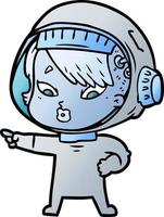 cartoon astronaut woman vector