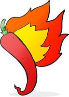 freehand drawn cartoon flaming hot chilli pepper vector