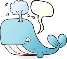 freehand drawn speech bubble cartoon whale spouting water vector