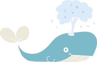 flat color illustration of whale spouting water vector