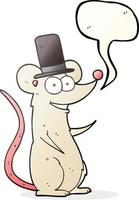 freehand drawn speech bubble cartoon mouse in top hat vector