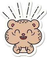 sticker of a tattoo style happy hamster vector