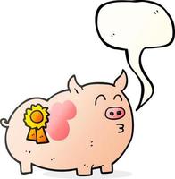 freehand drawn speech bubble cartoon prize winning pig vector