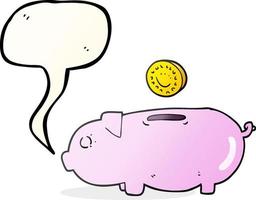 freehand drawn speech bubble cartoon piggy bank vector