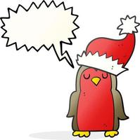 freehand drawn speech bubble cartoon christmas robin vector