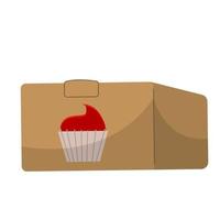 Kraft box with desert to go. Vector flat illustration container