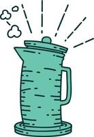 illustration of a traditional tattoo style coffee jug vector