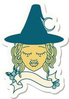 sticker of a half orc witch character face vector