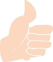 flat color illustration of thumbs up symbol vector