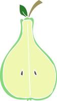 flat color illustration of half pear vector