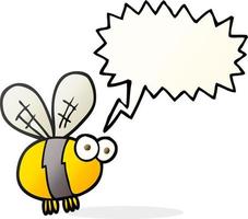 freehand drawn speech bubble cartoon bee vector