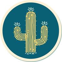sticker of tattoo in traditional style of a cactus vector