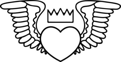 tattoo in black line style of a heart with wings vector