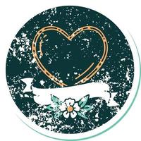 iconic distressed sticker tattoo style image of a heart and banner vector