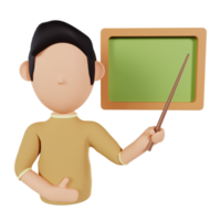 3D Man Pointing to the Board Illustration Premium PNG