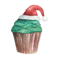 Christmas cupcake. Vintage Christmas decoration. Watercolor Christmas card for invitations, greetings, holidays and decor. png