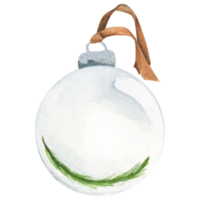 boule de noël en verre. illustration de vacances pour carte postale, bannière, cartes, décor, design, arts, publicité. illustration aquarelle. png