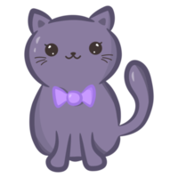gatto con divertente kawaii viso. carino gatto nel cartone animato stile png
