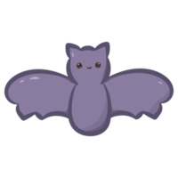 chauve-souris mignonne en style cartoon. chauve-souris avec un drôle de visage kawaii png