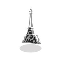 Statue of Eiffel 3D one line drawing illustration vector